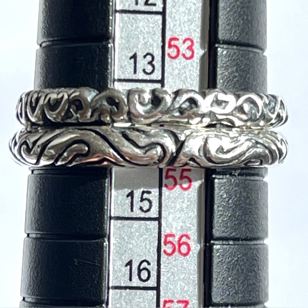 Two Carolyn Pollack Relios Southwestern Stacking Sterling Silver Rings 7